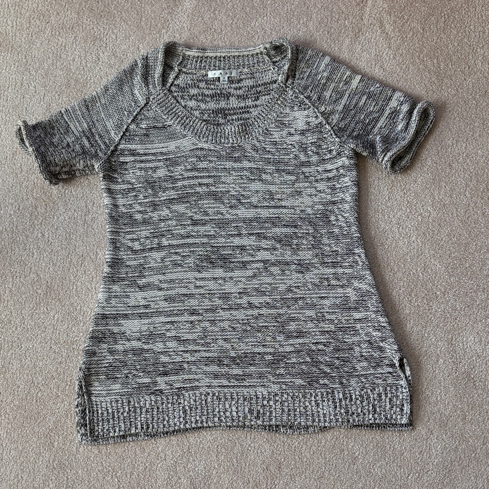 CAbi Black and White Short Sleeve Sweater